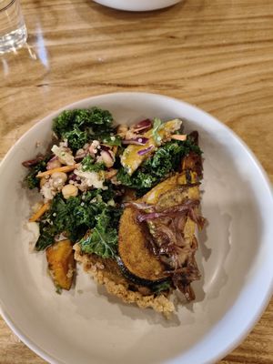 Delicious Garden Tart with chickpea salad at 1Two1 Vegan Café in Springwood