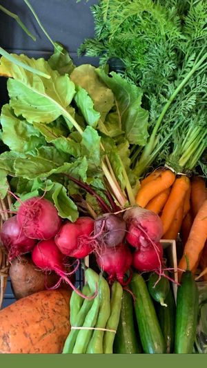 Fresh veggies, organically grown locally by Urbavore  at 1Two1 Vegan Café in Springwood