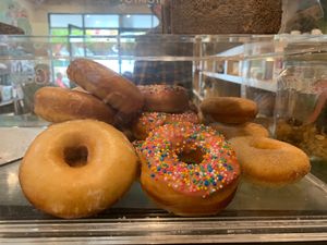 Show stopping Doughnuts. Made in house by the always smiling Loretta 😊💚🌱 at 1Two1 Vegan Café in Springwood