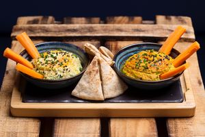 Delicious Double Hummus at Blu Bar in Barcelona