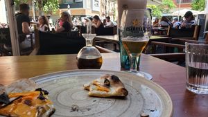 Lovely shaded terrace (at least between 12 and 1 but there are also umbrellas) at Blu Bar in Barcelona