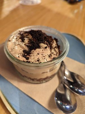 Forgot to get pics of the other food but here is the yummy tiramisu! at Blu Bar in Barcelona