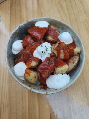 Patata bravas at Blu Bar in Barcelona