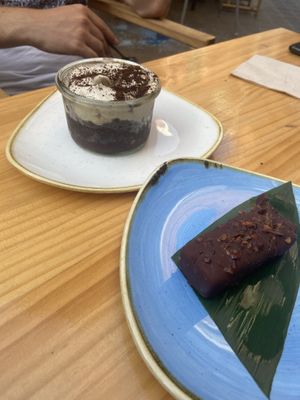 Tiramisu and plant based snickers  at Blu Bar in Barcelona