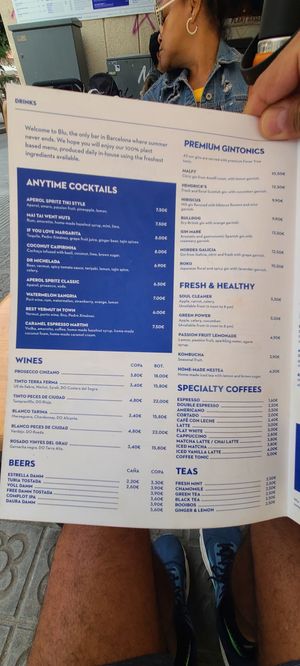 Plenty of beverages at Blu Bar in Barcelona