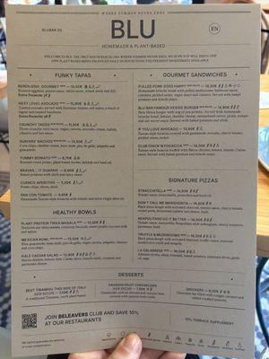 Menu June 2024  at Blu Bar in Barcelona
