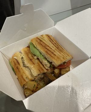 Club chicken focaccia  at Blu Bar in Barcelona