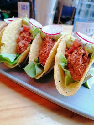 Crunchy tacos. So good at Blu Bar in Barcelona