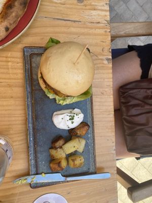 Vegan burger  at Blu Bar in Barcelona