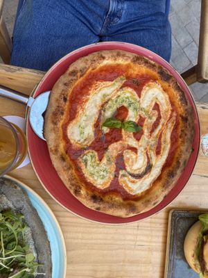 Cashew cheese pizza  at Blu Bar in Barcelona