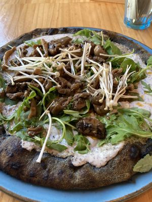 Truffle and mushrooms pizza   at Blu Bar in Barcelona