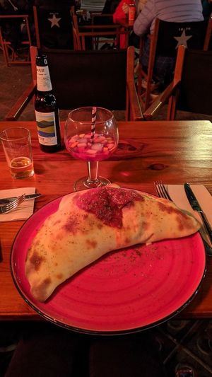 Best Vegan Calzone ever at Blu Bar in Barcelona