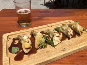 Vegetable gyozas at Blu Bar in Barcelona