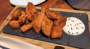 Baked sweet potatoes at Blu Bar in Barcelona