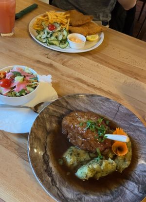 Schnitzel mit Pommes, Haxe mit Knödel  at Chay Vegan Kitchen in Nuremberg