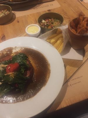 vegan steak & fries  at Orzo in Warsaw