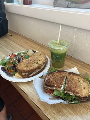 Tempe Ruben, FLT and Green Juice all 10/10!  at Sugar Apple Organic Cafe in Key West