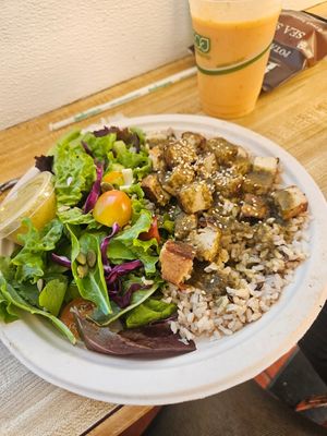 Pesto tofu rice dish... so good and I'm a pesto snob!! at Sugar Apple Organic Cafe in Key West