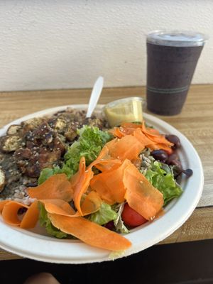 Pesto Rice (ok, miso dressing for salad was superb) and Angela smoothie (so amazing!!!!!!)  at Sugar Apple Organic Cafe in Key West