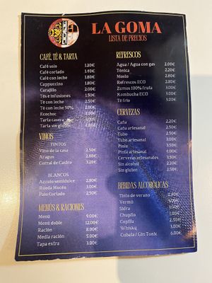 Lista de precios   at La Goma in Granada