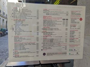 menu with vegan options labelled at Café Japonais in Bordeaux