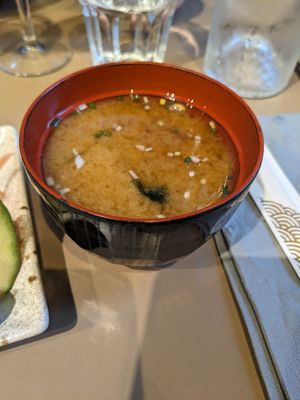 Soupe miso vegan at Café Japonais in Bordeaux