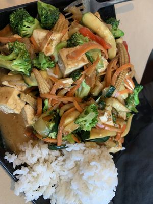 Stir fried tofu without the breading   at The Happy Sumo in Provo