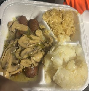 Vegan mushroom with potato salad   at The German Knodle in St Petersburg