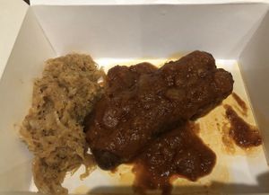 Vegan sausage  at The German Knodle in St Petersburg