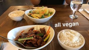 tofu curry and genera tao at Padmanadi in Edmonton