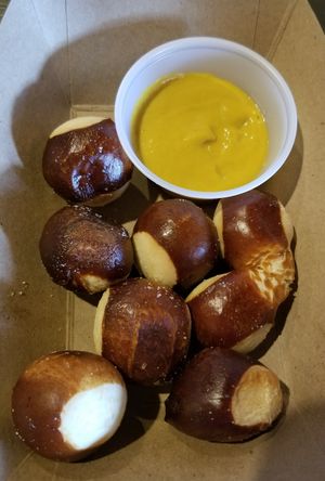 Pretzel bites with mustard at Inconceivable Cafe in Hendersonville
