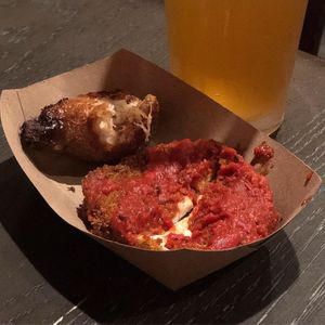 Cheese wheel & drumstick  at Inconceivable Cafe in Hendersonville