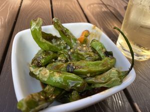 Shishito peppers ($3 during happy hour) at Tajima Ramen - East Village in San Diego