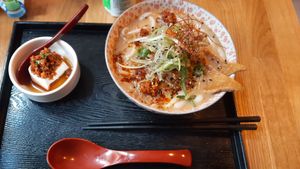 Spicy udon soup + raayu tofu at MamaWolf in Stockholm