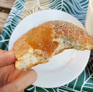 "Sun bun" with apple filling, inside. at Söderbergs Bageri in Hagersten