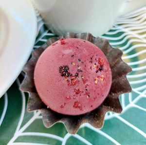 "Biskvi" with berry taste. at Söderbergs Bageri in Hagersten