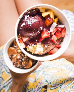 Oat Pancakes with fresh fruits and nut butters at MAKAI - Thonglor in Bangkok
