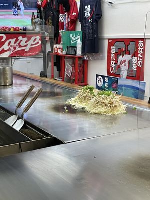 Pre-cooking. There’s so much cabbage! at Roku in Hiroshima