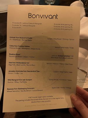 The menu   at Bonvivant Cocktail Bistro in Berlin