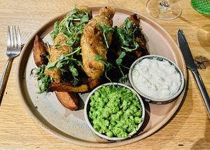 Banana blossom and salt and pepper chips   at Beck Hall in Malham