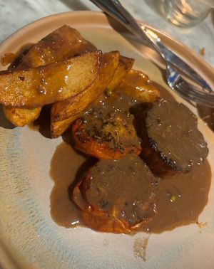 Juicy marbles steak without mushrooms   at Beck Hall in Malham