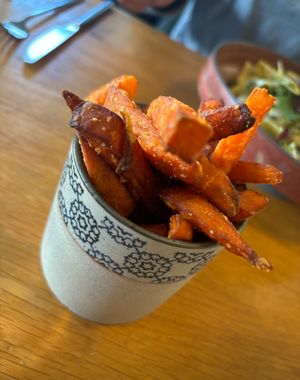 Sweet potato fries ordered as a side    at Beck Hall in Malham