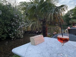 Drinks by the beck  at Beck Hall in Malham