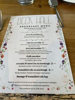 Breakfast menu   at Beck Hall in Malham