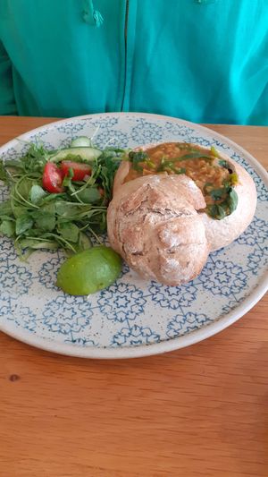 Dahl in a bread roll at Beck Hall in Malham