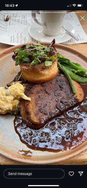 There was lots more veg under the Yorkshire pudding and more in bowls on the table . This is the chicken seitan roast . I was stuffed   at Beck Hall in Malham