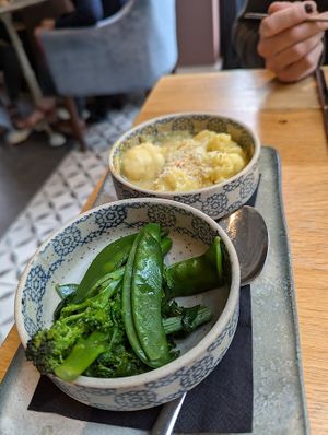 Seasonal greens and cauliflower cheese at Beck Hall in Malham