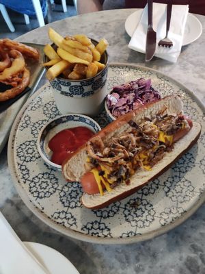 Hot dog at Beck Hall in Malham