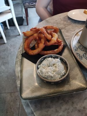 Onion rings and dip at Beck Hall in Malham
