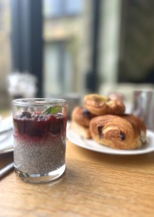 Chia pudding and pastries   at Beck Hall in Malham